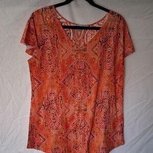 Vibrant Orange Short Sleeve Relaxed Blouse